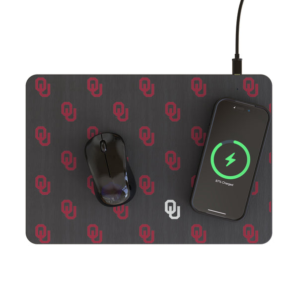 University of Oklahoma Sooners Fashion Pattern 15-Watt Wireless Charger and Mouse Pad Lifestyle.Jpg