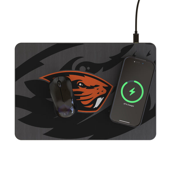Oregon State University Beavers Monocolor Tilt 15-Watt Wireless Charger and Mouse Pad Lifestyle.Jpg