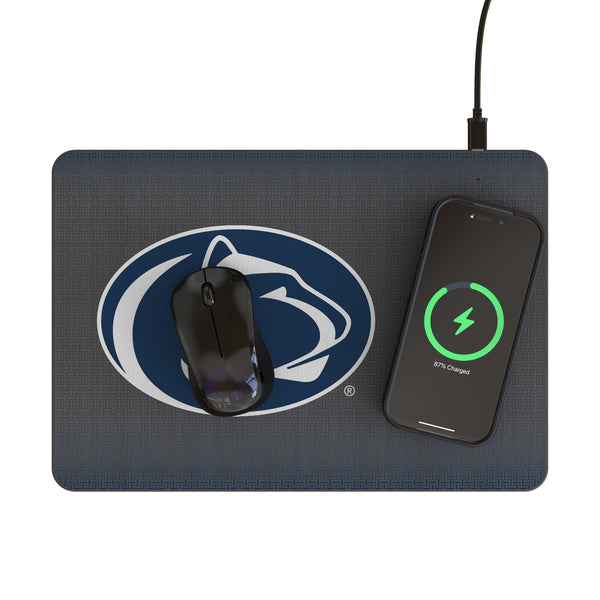 Pennsylvania State University Nittany Lions Linen 15-Watt Wireless Charger and Mouse Pad Lifestyle.Jpg