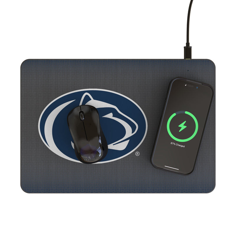 Pennsylvania State University Nittany Lions Linen 15-Watt Wireless Charger and Mouse Pad Lifestyle.Jpg