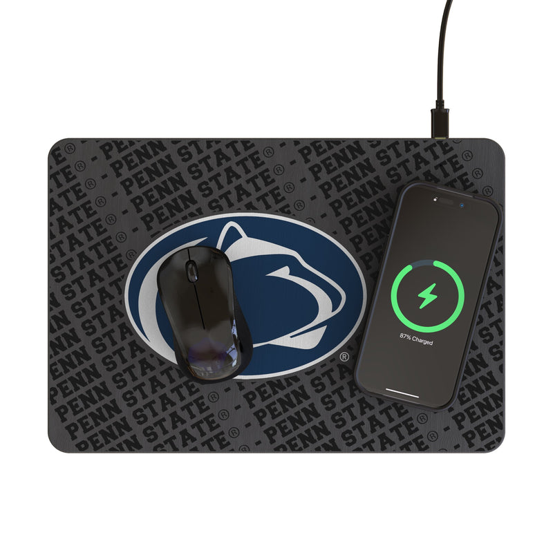Pennsylvania State University Nittany Lions Monocolor Tilt 15-Watt Wireless Charger and Mouse Pad Lifestyle.Jpg