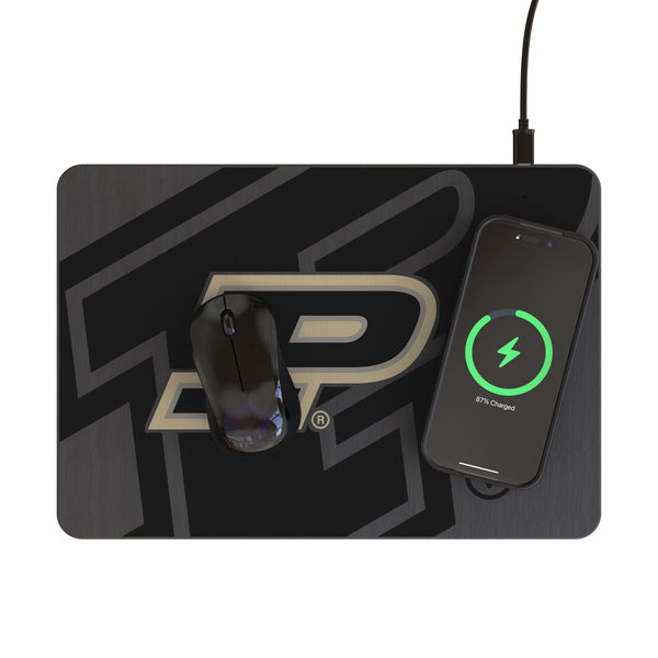 Purdue University Boilermakers Monocolor Tilt 15-Watt Wireless Charger and Mouse Pad Lifestyle.Jpg