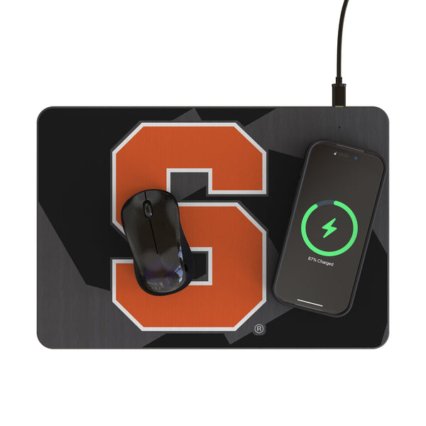 Syracuse University Orange Personalized Tilt 15-Watt Wireless Charger and Mouse Pad Lifestyle.Jpg