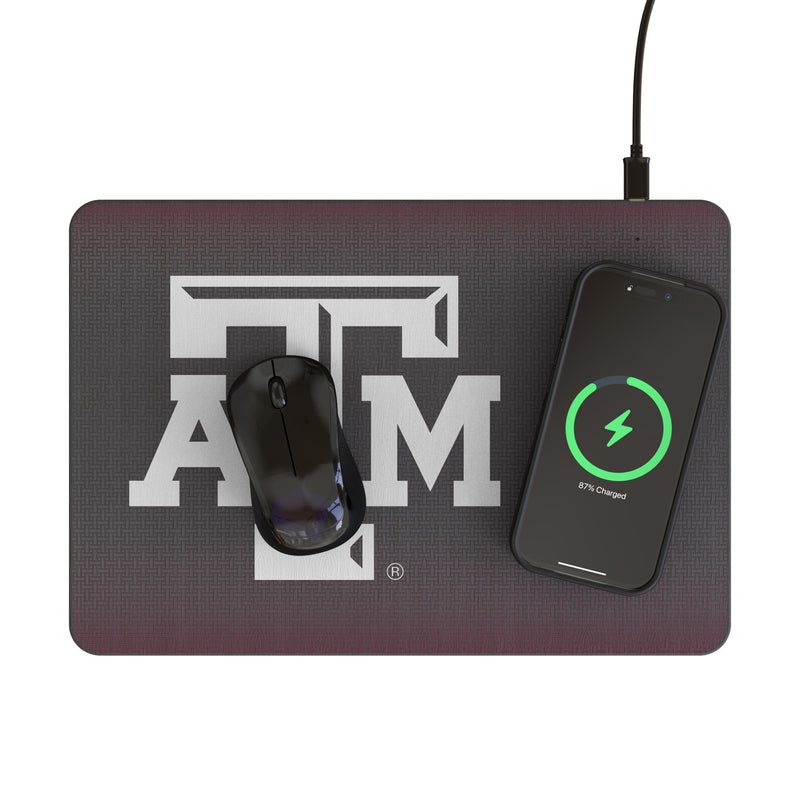 Texas A&M University Aggies Linen 15-Watt Wireless Charger and Mouse Pad Lifestyle.Jpg