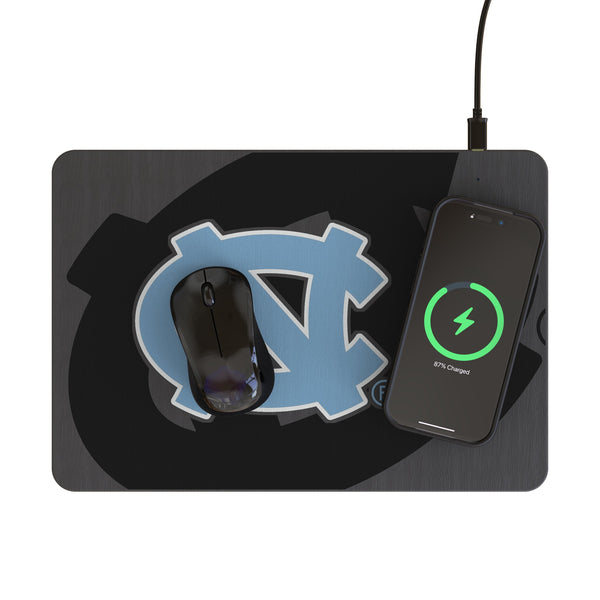University of North Carolina Tar Heels Monocolor Tilt 15-Watt Wireless Charger and Mouse Pad Lifestyle.Jpg