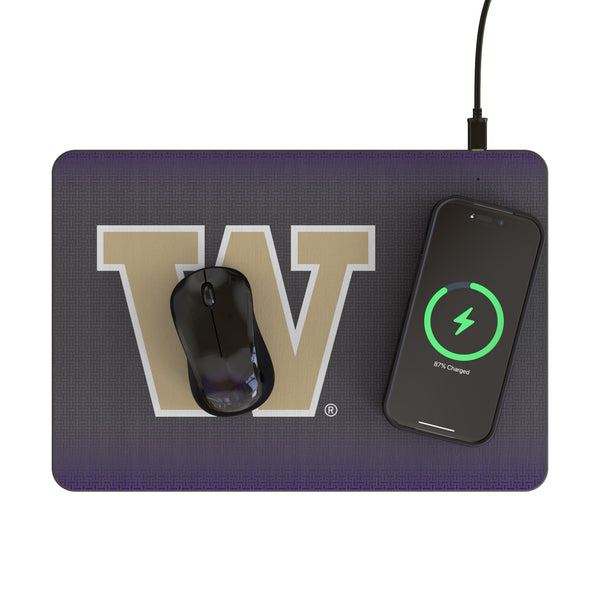 University of Washington Huskies Linen 15-Watt Wireless Charger and Mouse Pad Lifestyle.Jpg
