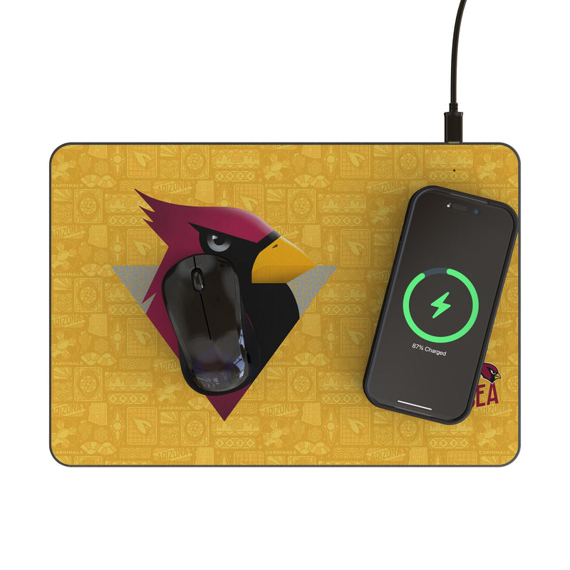 Arizona Cardinals 2024 Edition 15-Watt Wireless Charger and Mouse Pad Lifestyle.Jpg