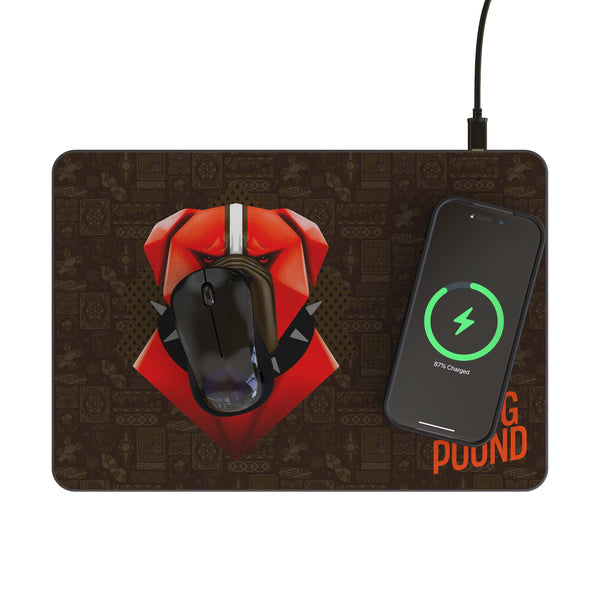 Cleveland Browns 2024 Edition 15-Watt Wireless Charger and Mouse Pad Lifestyle.Jpg