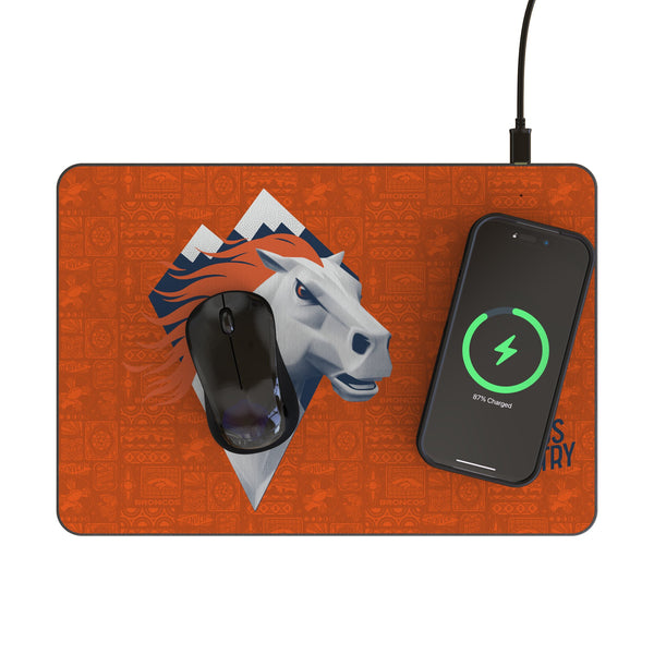 Denver Broncos 2024 Edition 15-Watt Wireless Charger and Mouse Pad Lifestyle.Jpg