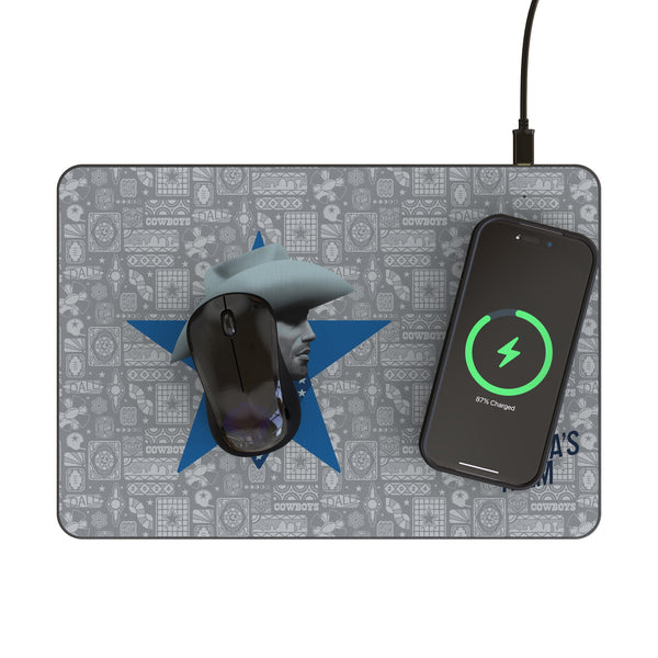 Dallas Cowboys 2024 Edition 15-Watt Wireless Charger and Mouse Pad Lifestyle.Jpg