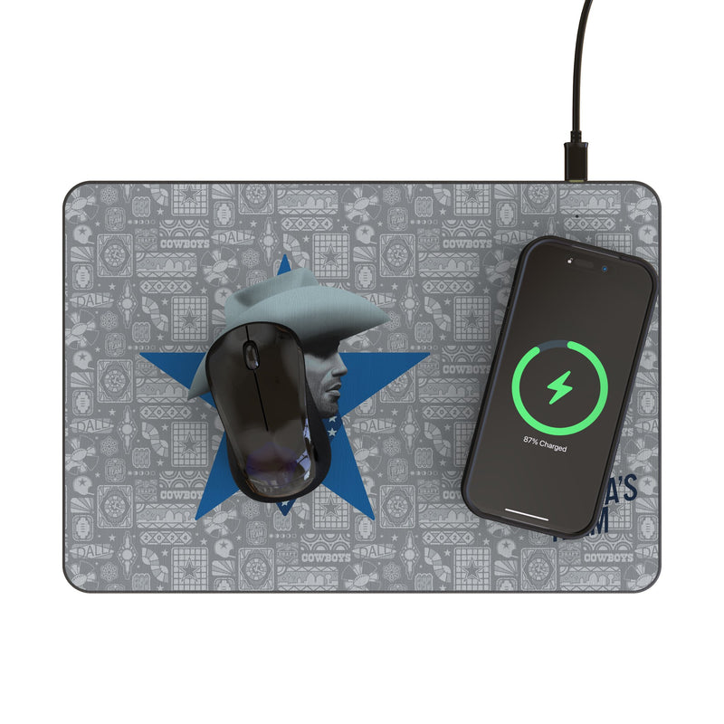 Dallas Cowboys 2024 Edition 15-Watt Wireless Charger and Mouse Pad Lifestyle.Jpg