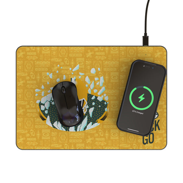 Green Bay Packers 2024 Edition 15-Watt Wireless Charger and Mouse Pad Lifestyle.Jpg