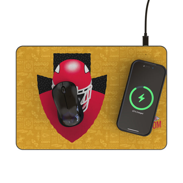 Kansas City Chiefs 2024 Edition 15-Watt Wireless Charger and Mouse Pad Lifestyle.Jpg