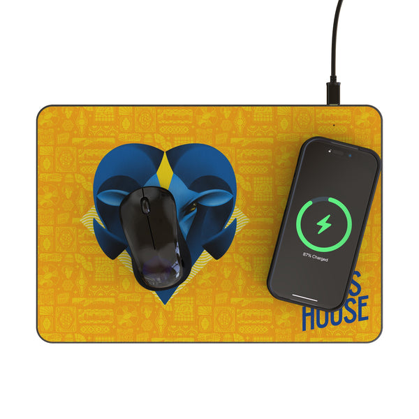 Los Angeles Rams 2024 Edition 15-Watt Wireless Charger and Mouse Pad Lifestyle.Jpg