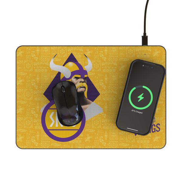 Minnesota Vikings 2024 Edition 15-Watt Wireless Charger and Mouse Pad Lifestyle.Jpg