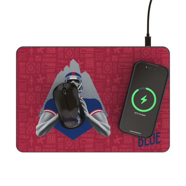 New York Giants 2024 Edition 15-Watt Wireless Charger and Mouse Pad Lifestyle.Jpg