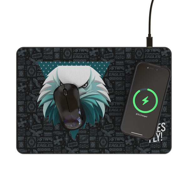 Philadelphia Eagles 2024 Edition 15-Watt Wireless Charger and Mouse Pad Lifestyle.Jpg