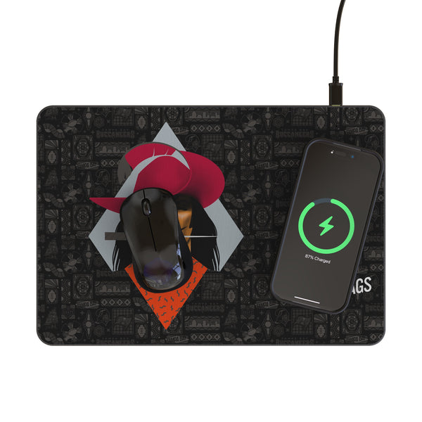 Tampa Bay Buccaneers 2024 Edition 15-Watt Wireless Charger and Mouse Pad Lifestyle.Jpg