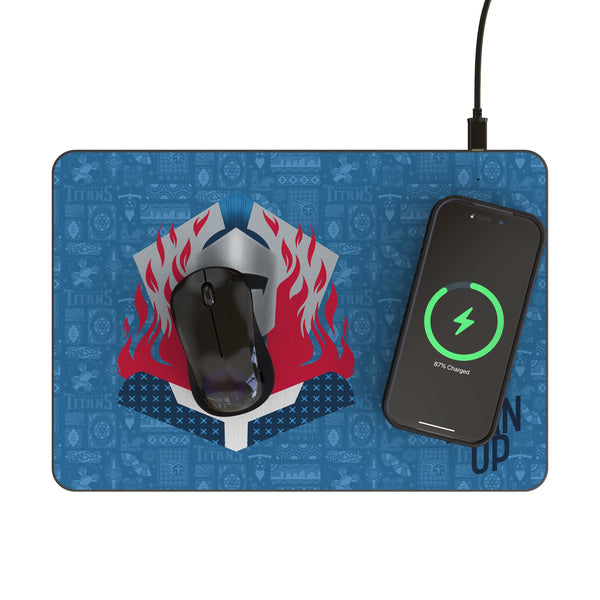 Tennessee Titans 2024 Edition 15-Watt Wireless Charger and Mouse Pad Lifestyle.Jpg