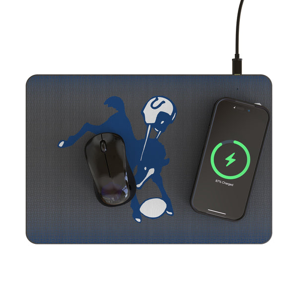 Baltimore Colts 1946 Historic Collection Linen 15-Watt Wireless Charger and Mouse Pad Lifestyle.Jpg