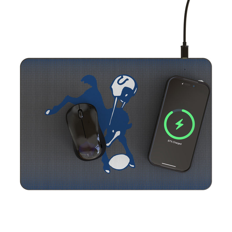 Baltimore Colts 1946 Historic Collection Linen 15-Watt Wireless Charger and Mouse Pad Lifestyle.Jpg