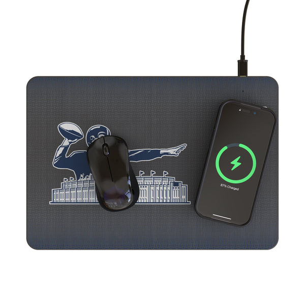 New York Giants 1960-1966 Historic Collection Linen 15-Watt Wireless Charger and Mouse Pad Lifestyle.Jpg