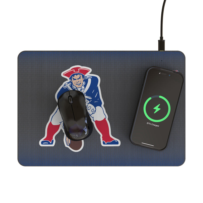 New England Patriots Historic Collection Linen 15-Watt Wireless Charger and Mouse Pad Lifestyle.Jpg