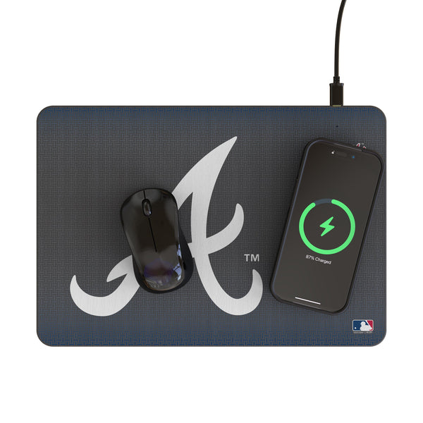 Atlanta Braves Linen 15-Watt Wireless Charger and Mouse Pad Lifestyle.Jpg