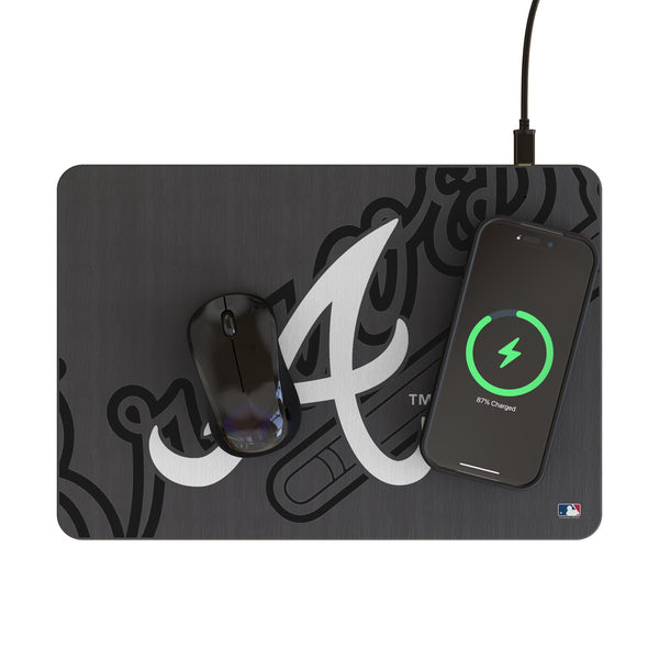 Atlanta Braves Personalized Tilt 15-Watt Wireless Charger and Mouse Pad Lifestyle.Jpg