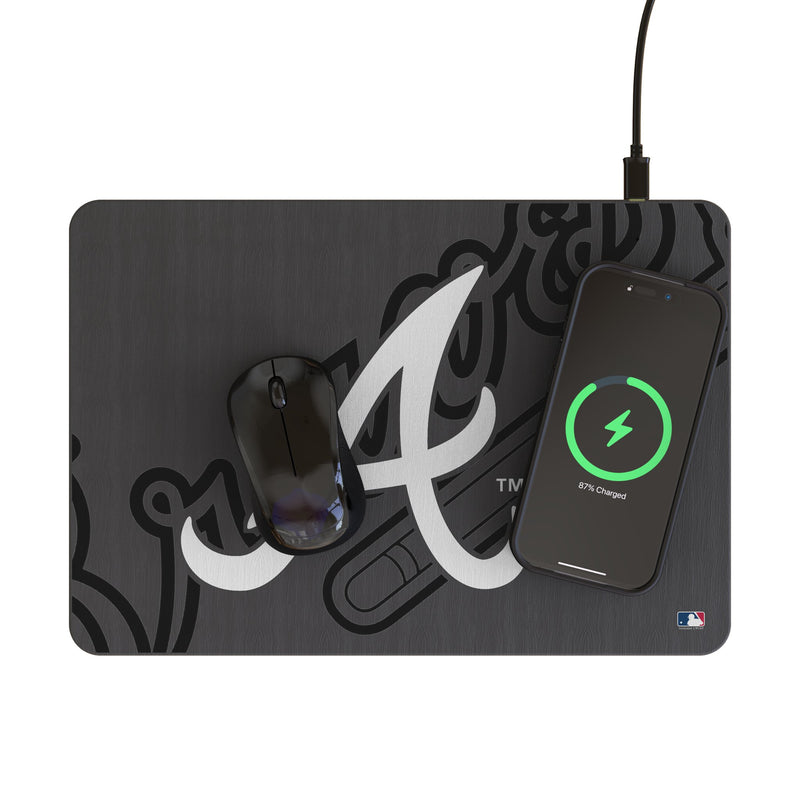 Atlanta Braves Personalized Tilt 15-Watt Wireless Charger and Mouse Pad Lifestyle.Jpg