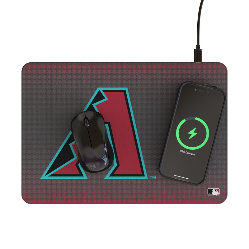 Arizona Diamondbacks Linen 15-Watt Wireless Charger and Mouse Pad Lifestyle.Jpg