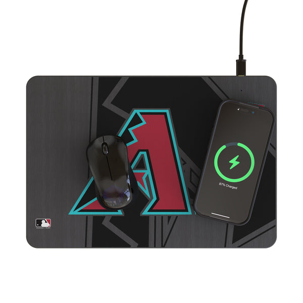 Arizona Diamondbacks Monocolor Tilt 15-Watt Wireless Charger and Mouse Pad Lifestyle.Jpg