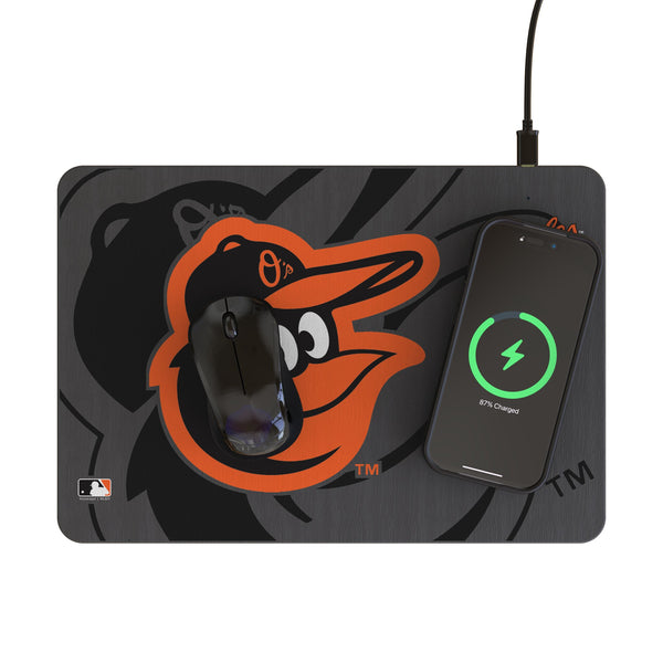 Baltimore Orioles Monocolor Tilt 15-Watt Wireless Charger and Mouse Pad Lifestyle.Jpg