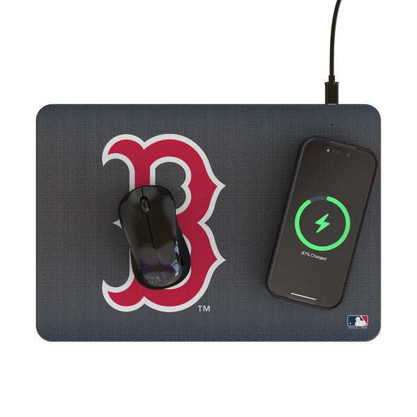Boston Red Sox Linen 15-Watt Wireless Charger and Mouse Pad Lifestyle.Jpg