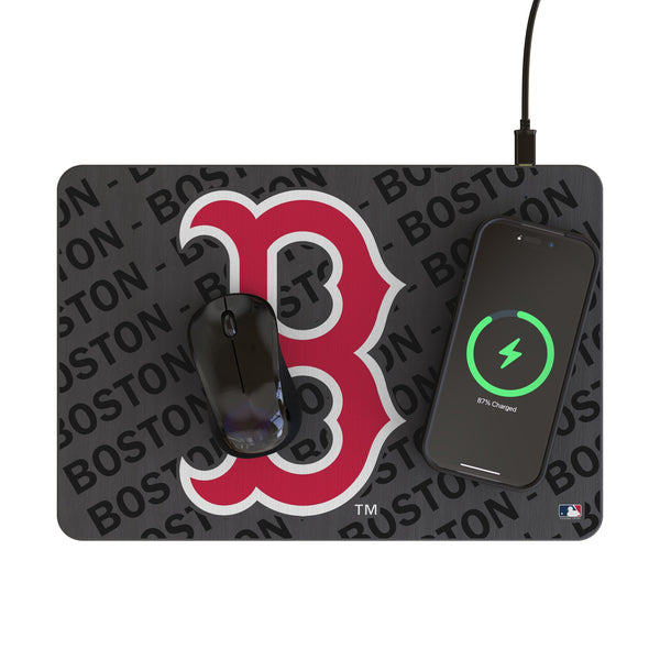 Boston Red Sox Personalized Tilt 15-Watt Wireless Charger and Mouse Pad Lifestyle.Jpg