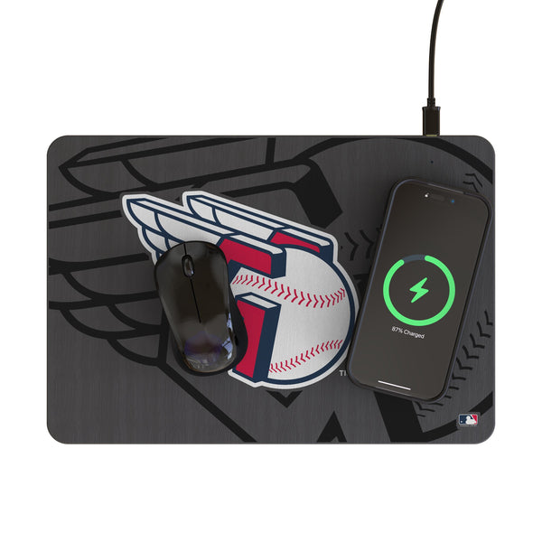 Cleveland Guardians Personalized Tilt 15-Watt Wireless Charger and Mouse Pad Lifestyle.Jpg