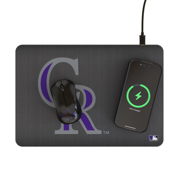 Colorado Rockies Linen 15-Watt Wireless Charger and Mouse Pad Lifestyle.Jpg