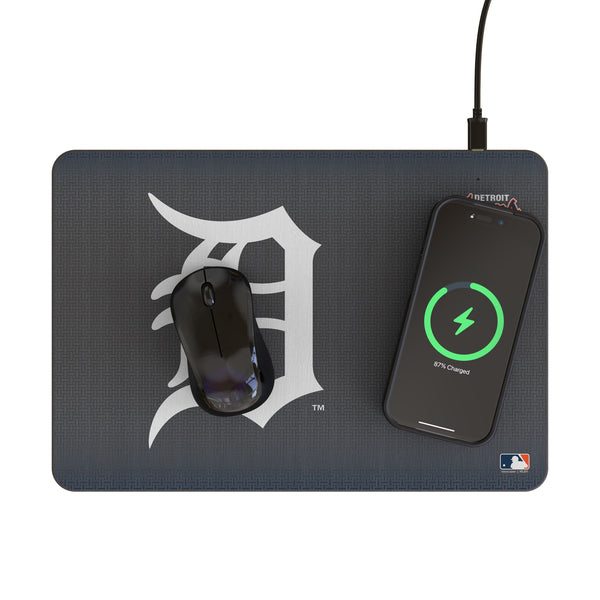 Detroit Tigers Linen 15-Watt Wireless Charger and Mouse Pad Lifestyle.Jpg