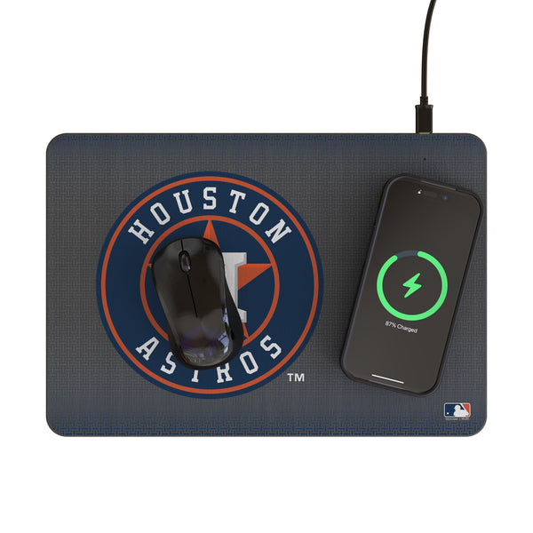 Houston Astros Linen 15-Watt Wireless Charger and Mouse Pad Lifestyle.Jpg