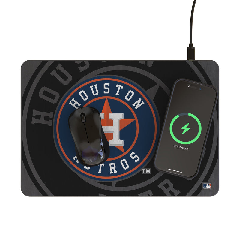 Houston Astros Personalized Tilt 15-Watt Wireless Charger and Mouse Pad Lifestyle.Jpg