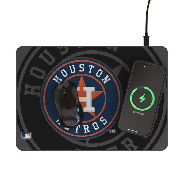 Houston Astros Monocolor Tilt 15-Watt Wireless Charger and Mouse Pad Lifestyle.Jpg