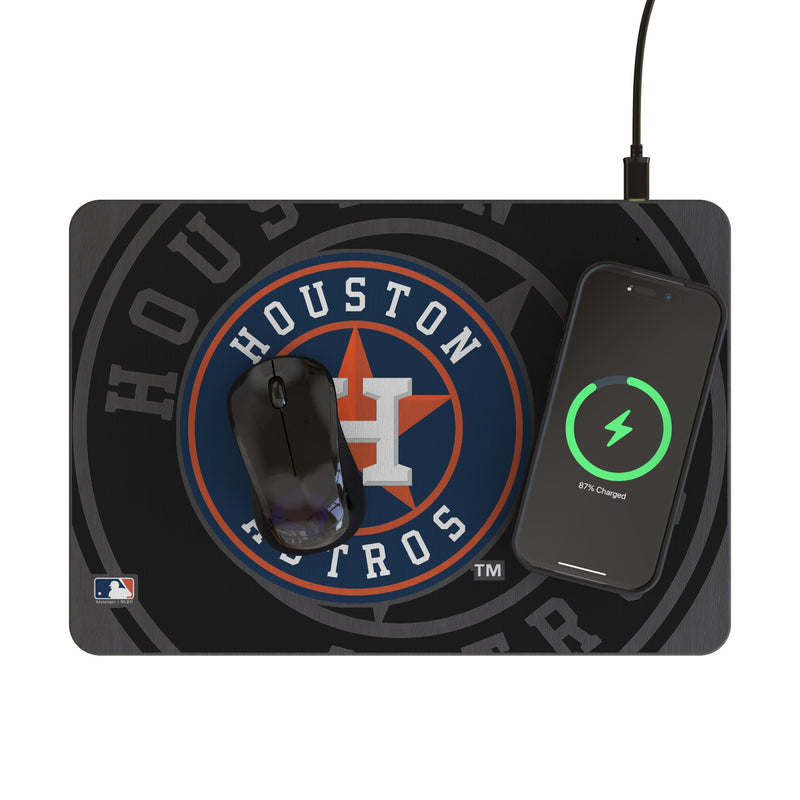 Houston Astros Monocolor Tilt 15-Watt Wireless Charger and Mouse Pad Lifestyle.Jpg