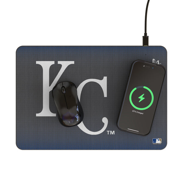 Kansas City Royals Linen 15-Watt Wireless Charger and Mouse Pad Lifestyle.Jpg