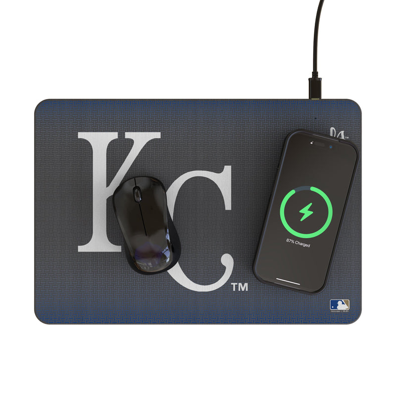 Kansas City Royals Linen 15-Watt Wireless Charger and Mouse Pad Lifestyle.Jpg