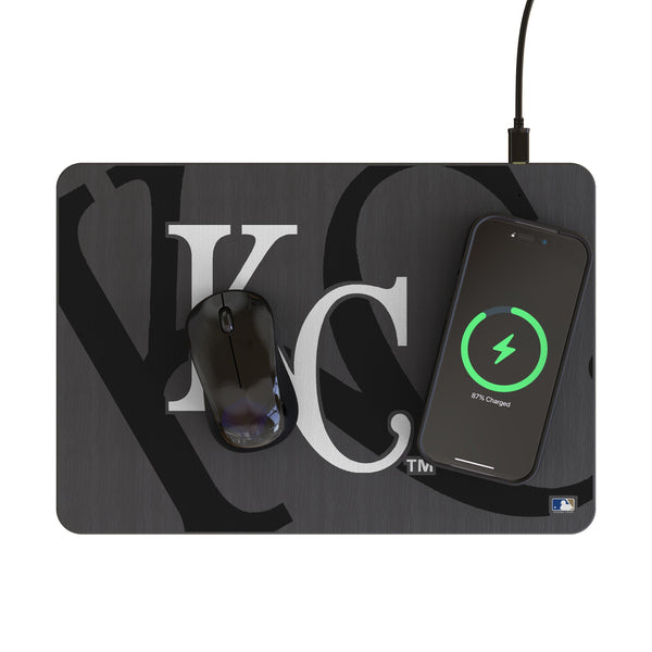 Kansas City Royals Personalized Tilt 15-Watt Wireless Charger and Mouse Pad Lifestyle.Jpg