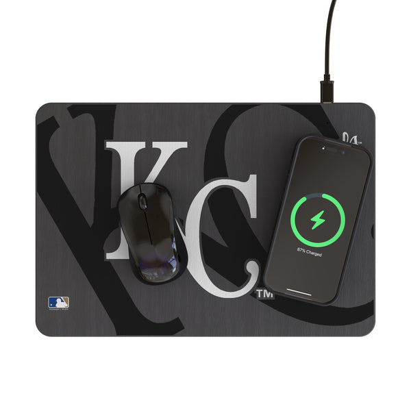 Kansas City Royals Monocolor Tilt 15-Watt Wireless Charger and Mouse Pad Lifestyle.Jpg