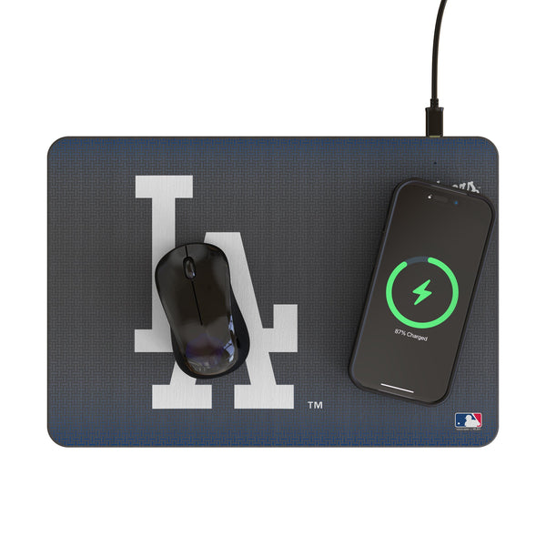 LA Dodgers Linen 15-Watt Wireless Charger and Mouse Pad Lifestyle.Jpg