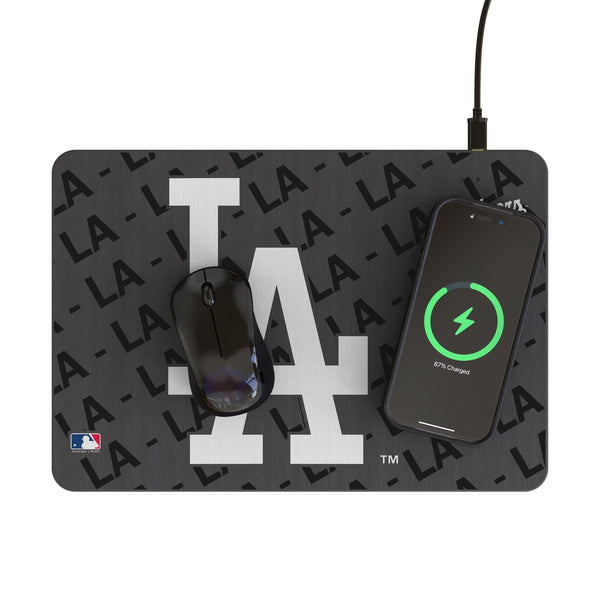 LA Dodgers Monocolor Tilt 15-Watt Wireless Charger and Mouse Pad Lifestyle.Jpg