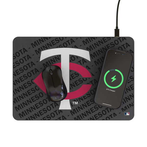 Minnesota Twins Personalized Tilt 15-Watt Wireless Charger and Mouse Pad Lifestyle.Jpg