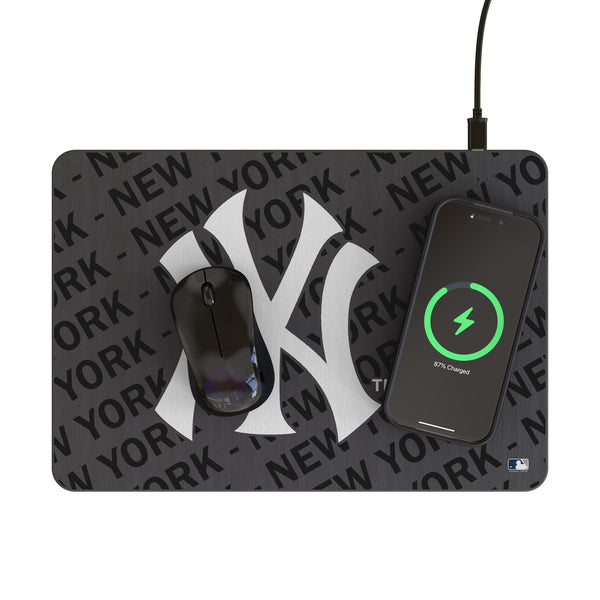 New York Yankees Personalized Tilt 15-Watt Wireless Charger and Mouse Pad Lifestyle.Jpg